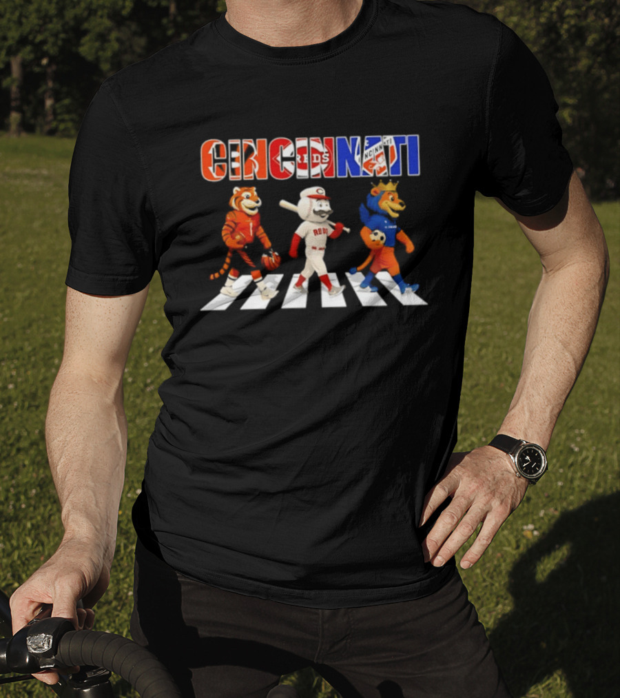 Cincinnati Reds Bengals Lions Mascots Abbey Road 2026 T-Shirt