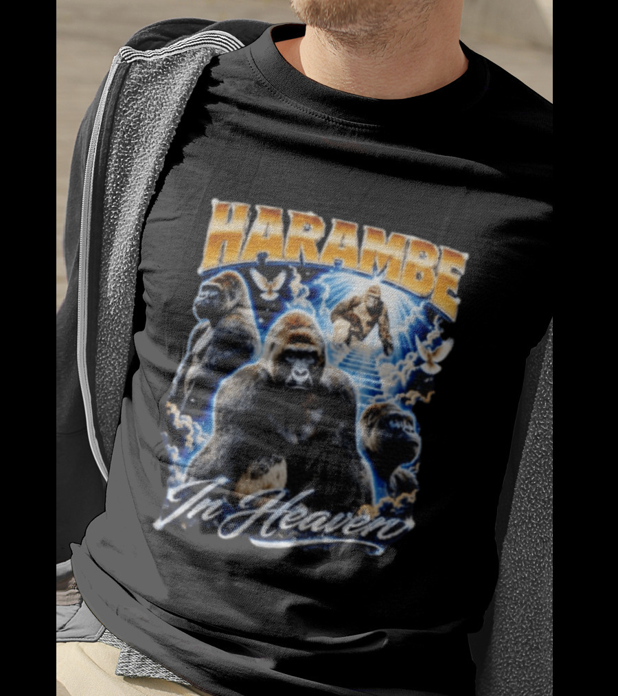 Harambe In Heaven Gorilla And Angels T-Shirt