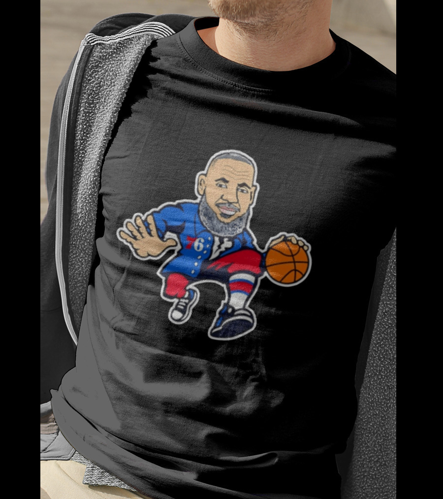 LeBron James Philadelphia Sixers Cartoon Basketball Player With Number 76 T-Shirt