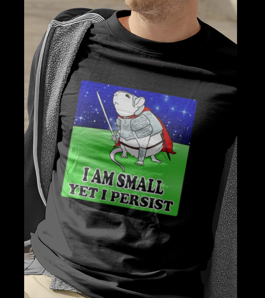 I Am Small Yet I Persist Knight Rat Armor Red Cape Stars T-Shirt