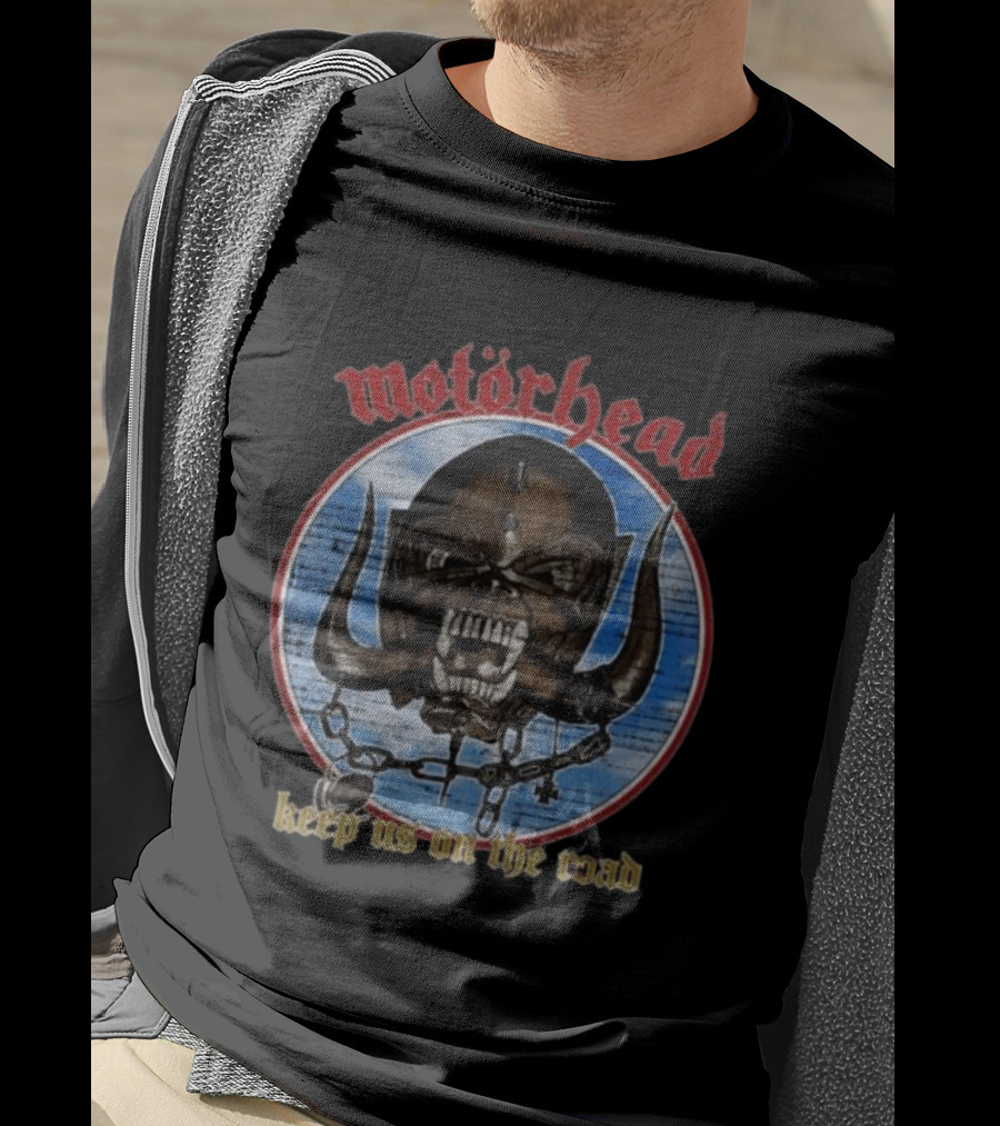 Motörhead Keep Us On The Road Skull Chain Iconic Rock Motif T-Shirt