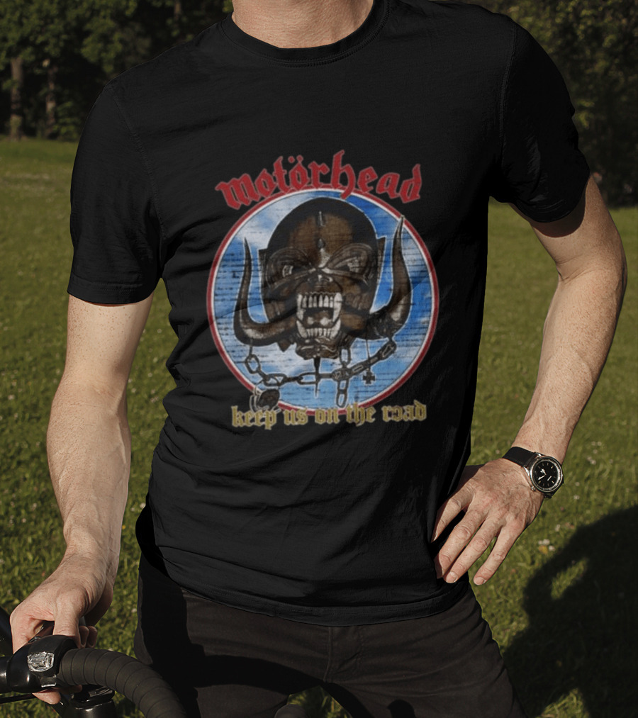 Motörhead Keep Us On The Road Skull Chain Iconic Rock Motif T-Shirt