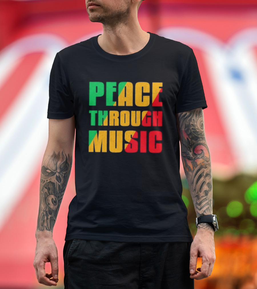 Peace Through Music Reggae Rasta Jamaica T-Shirt