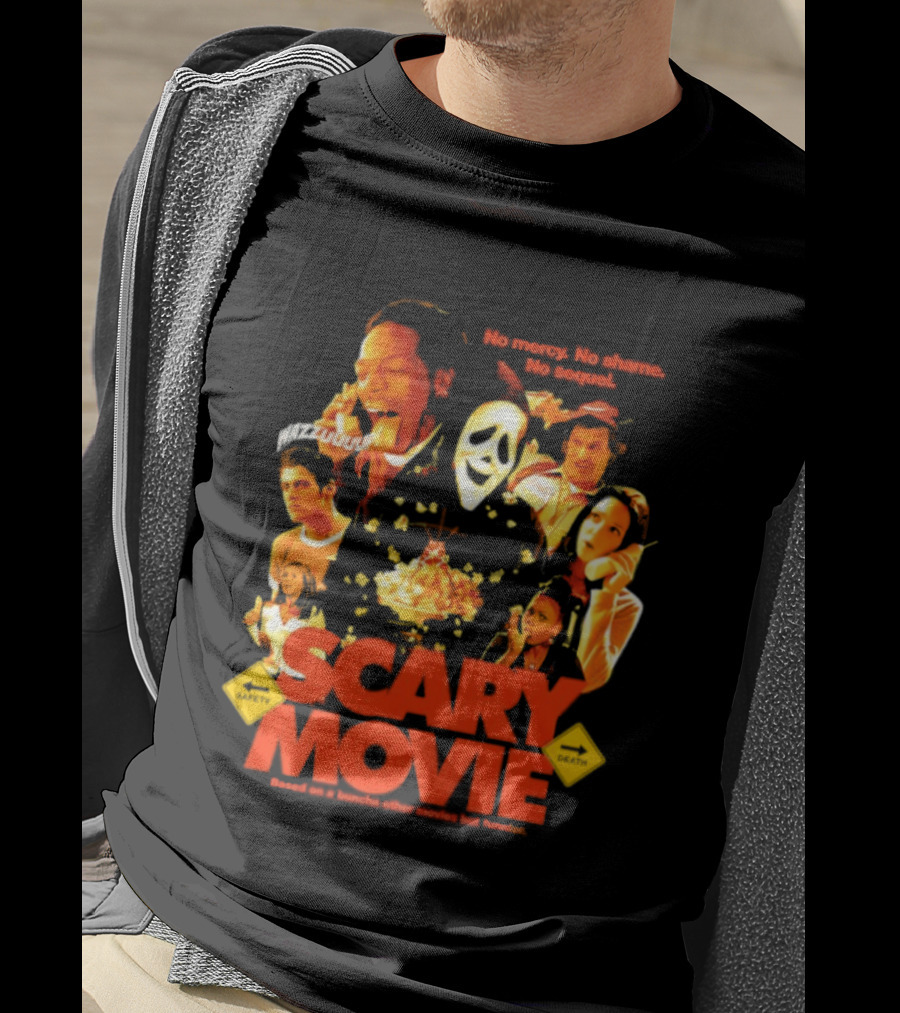 Scary Movie No Mercy No Shame No Sequel Spoof Characters Popcorn Scene T-Shirt