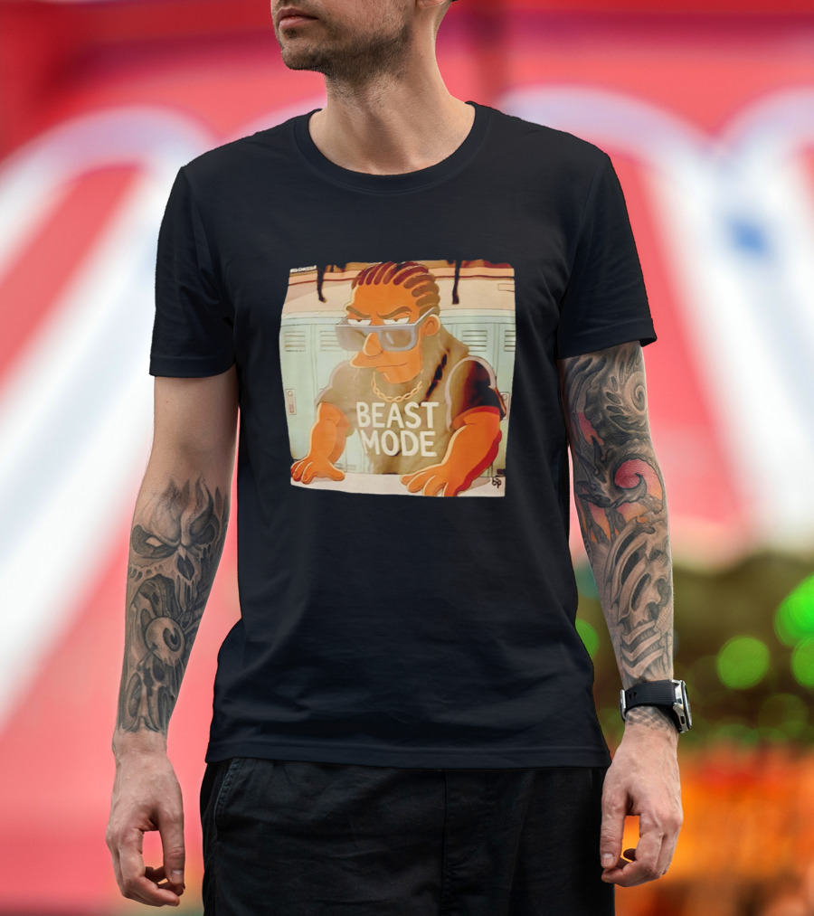 Simpson X Big Chrizzle Beast Mode Character In Sunglasses Locker Room Scene T-Shirt