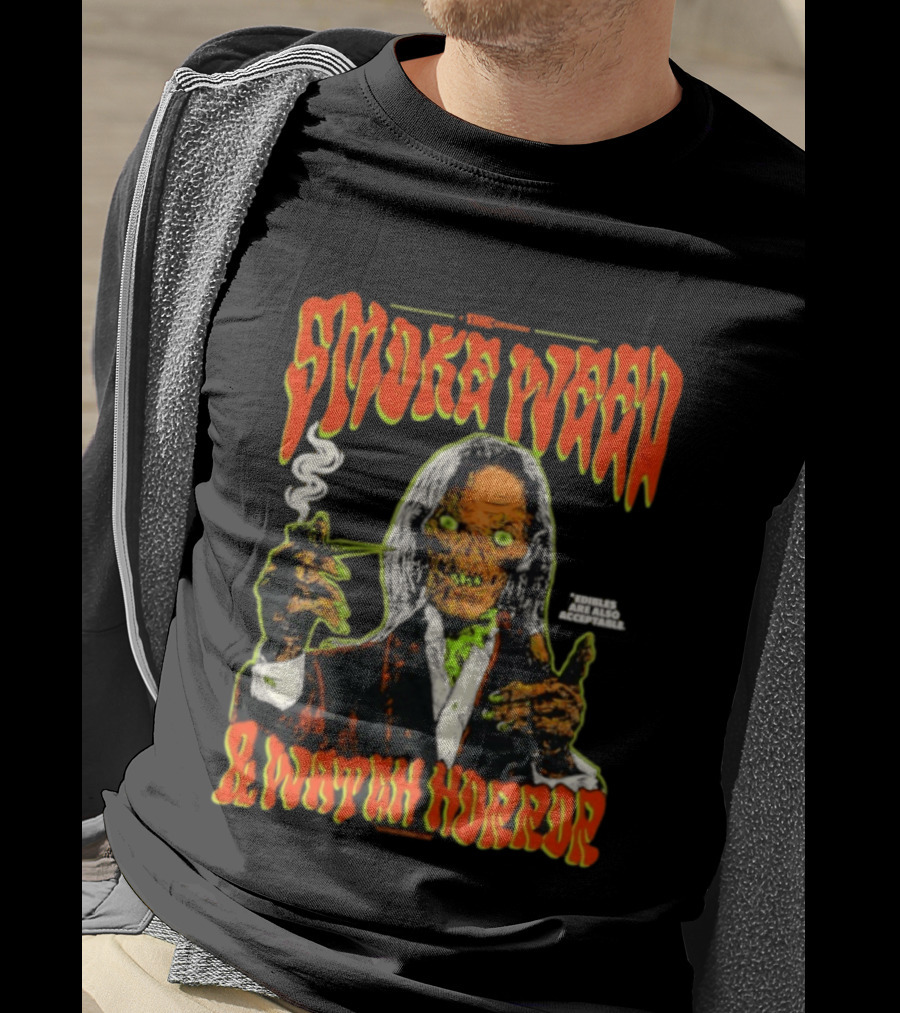 Smoke Weed And Horror With Edibles Are Also Acceptable Creepy Zombie T-Shirt
