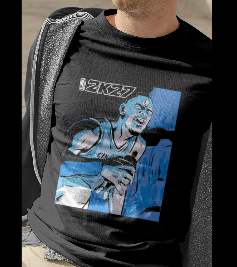 Victor Wembanyama NBA 2K27 Basketball Game Cover T-Shirt