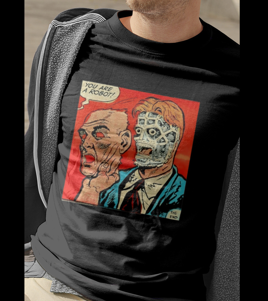 You Are A Robot Comic Style Mask Reveal The End T-Shirt