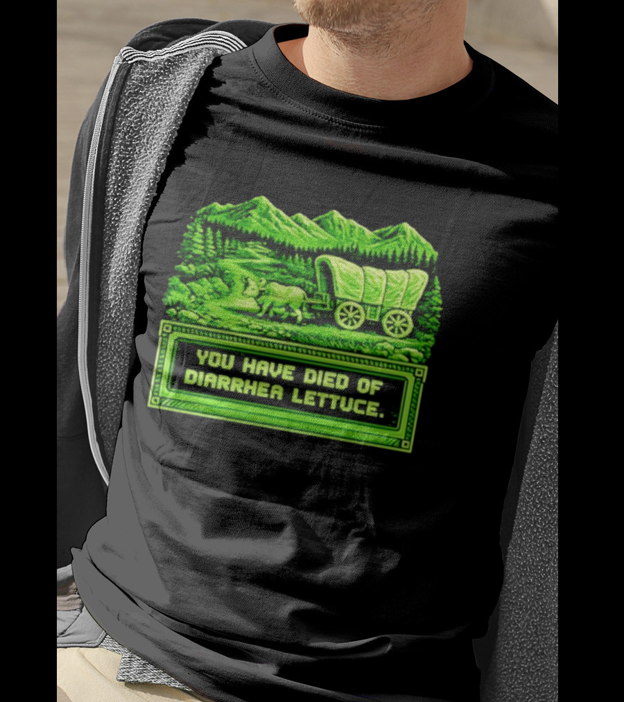 You Have Died Of Diarrhea Lettuce Wagon Trail Retro Gaming T-Shirt