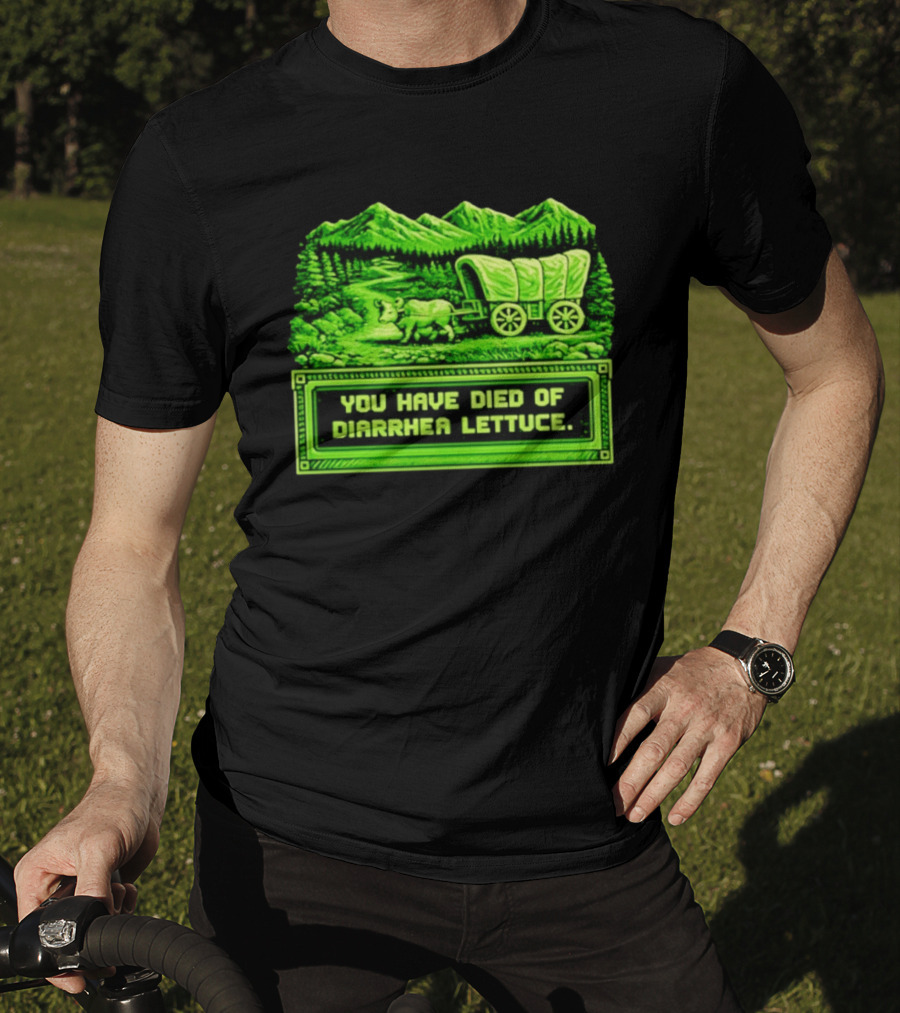 You Have Died Of Diarrhea Lettuce Wagon Trail Retro Gaming T-Shirt