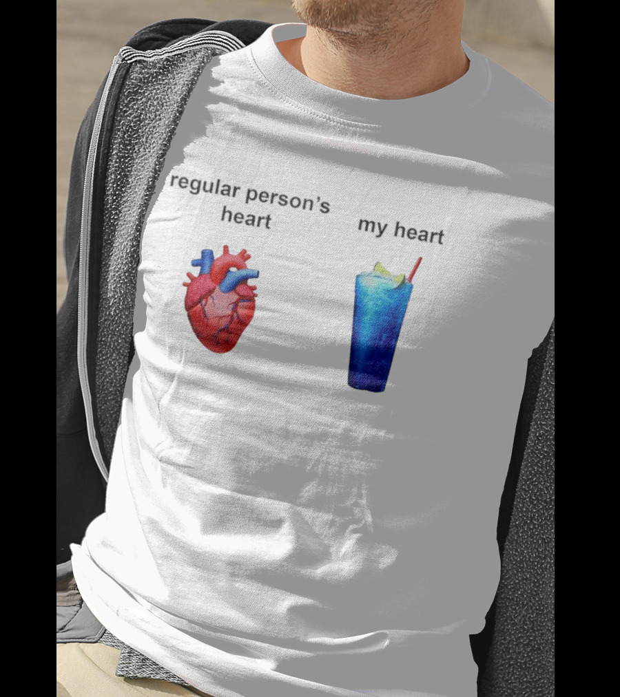 Regular Person's Heart Vs My Heart Blue Drink Emojis T-Shirt