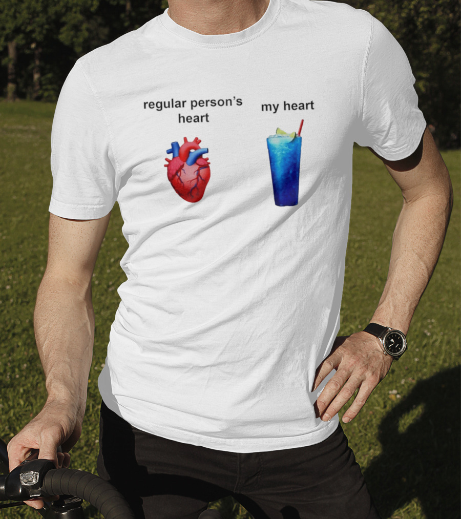 Regular Person's Heart Vs My Heart Blue Drink Emojis T-Shirt