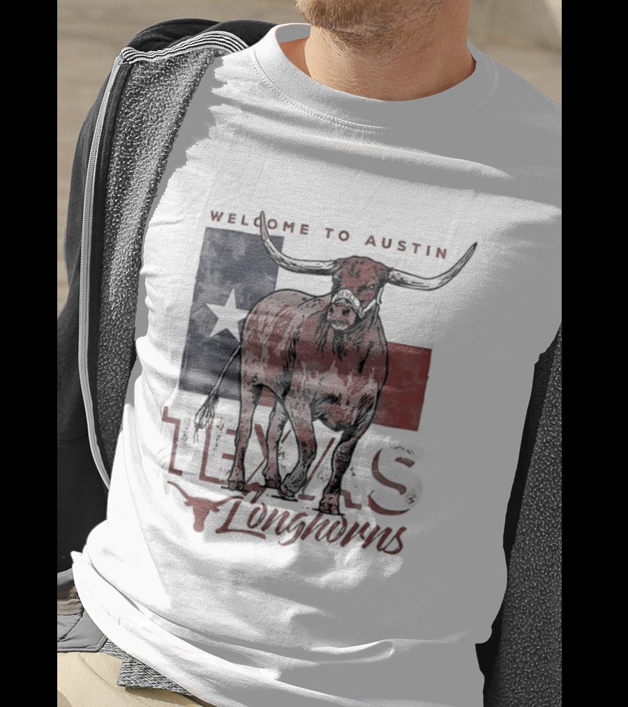 Welcome To Austin Texas Longhorns Bevo Texas Flag T-Shirt