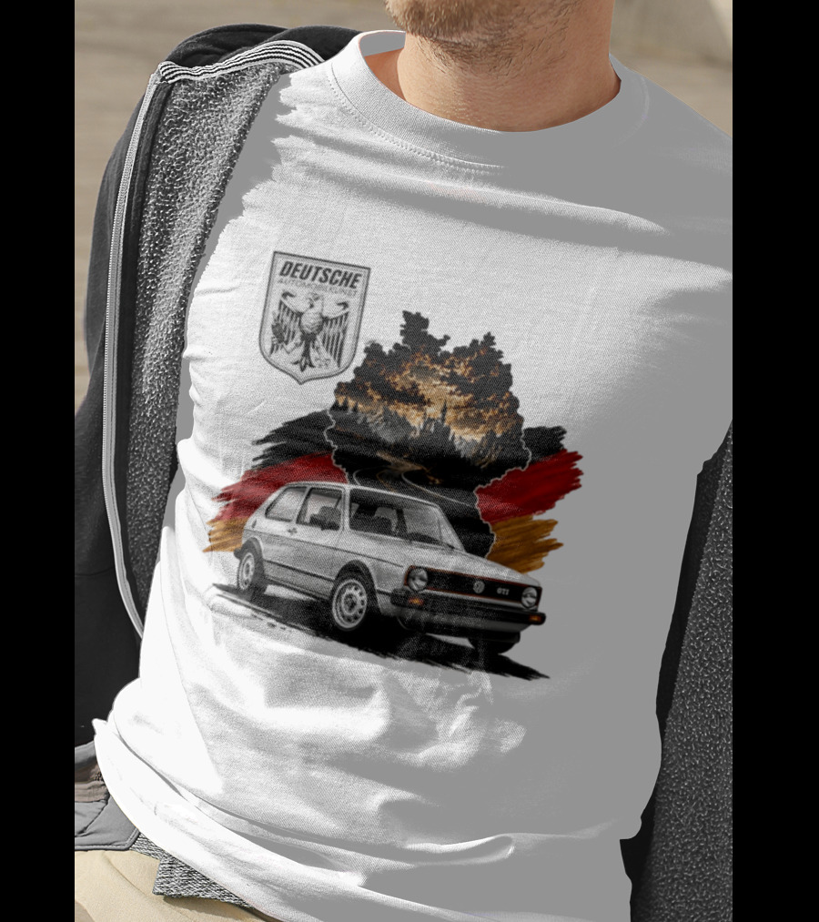 Deutsche Automobilkunst Volkswagen Golf GTI Germany Map Scenic Road Eagle Crest T-Shirt