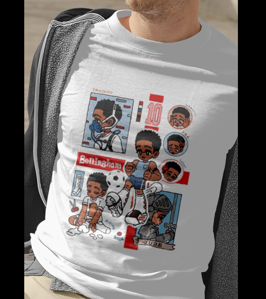 Jude Bellingham Kawaii Cartoon Soccer Training Armor Emotions T-Shirt