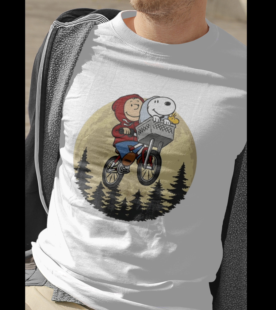 Moon Ride Snoopy And Charlie Brown Bicycle Adventure T-Shirt