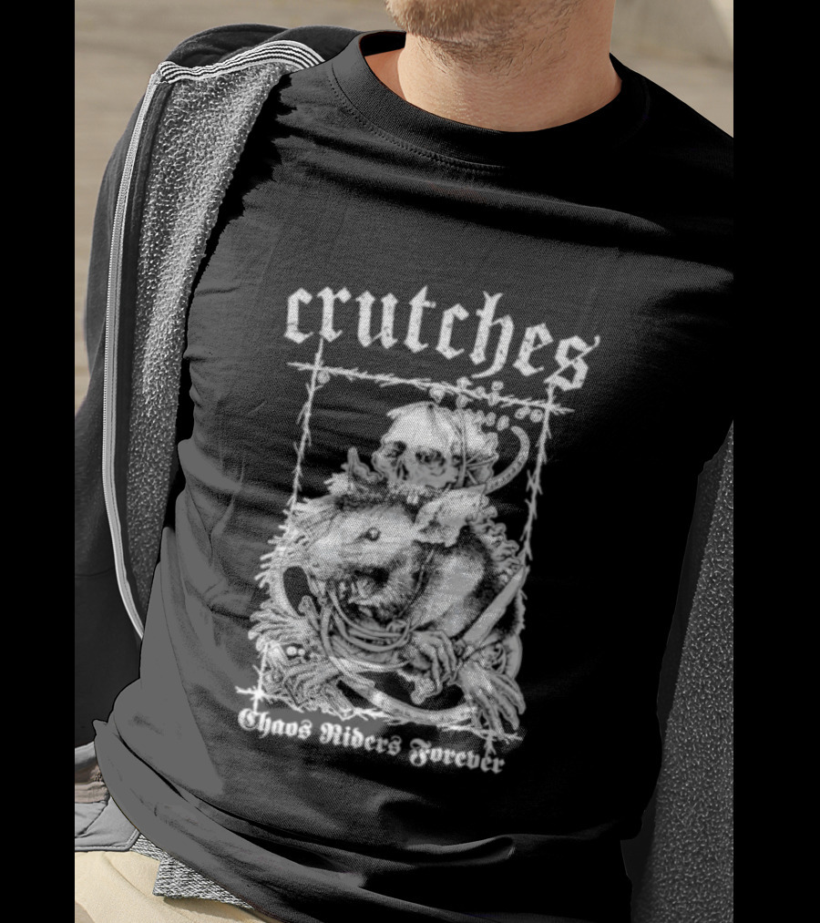 Crutches Chaos Riders Forever Skull Punk Rock T-Shirt