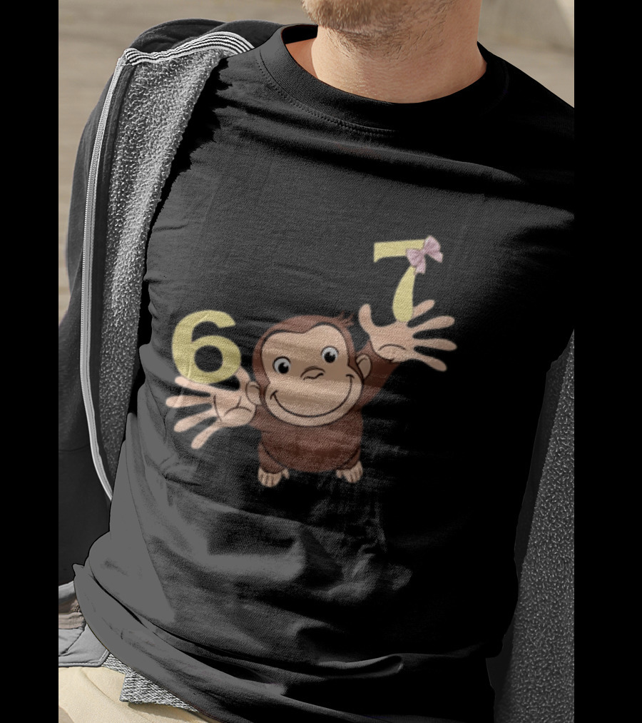Curious George 67 Birthday Celebration Monkey And Numbers T-Shirt