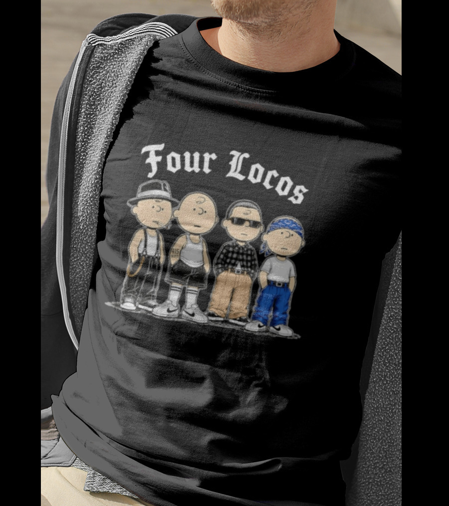 Four Locos Peanuts Gang Cholo Charlie Brown Characters T-Shirt