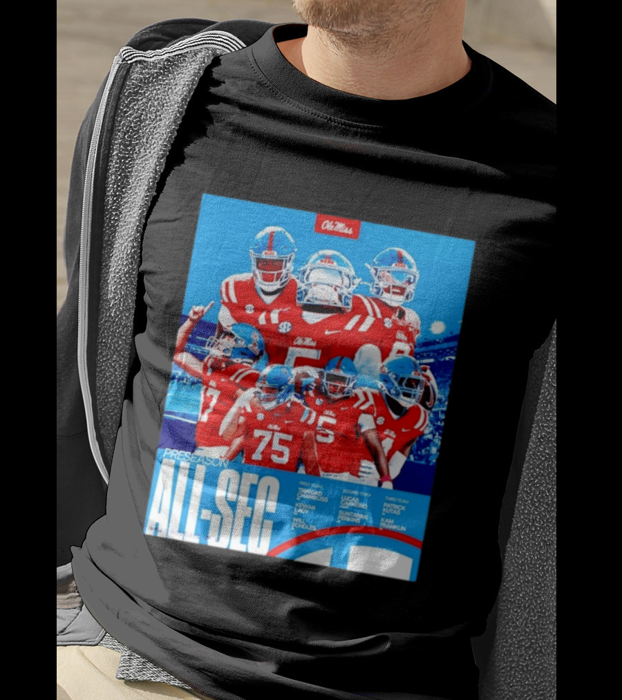 Ole Miss Rebels Preseason All SEC First Second Third Team Football Players T-Shirt
