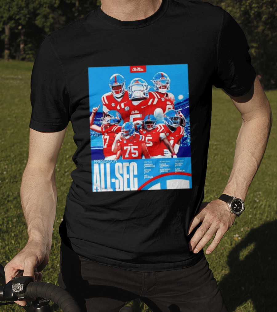 Ole Miss Rebels Preseason All SEC First Second Third Team Football Players T-Shirt