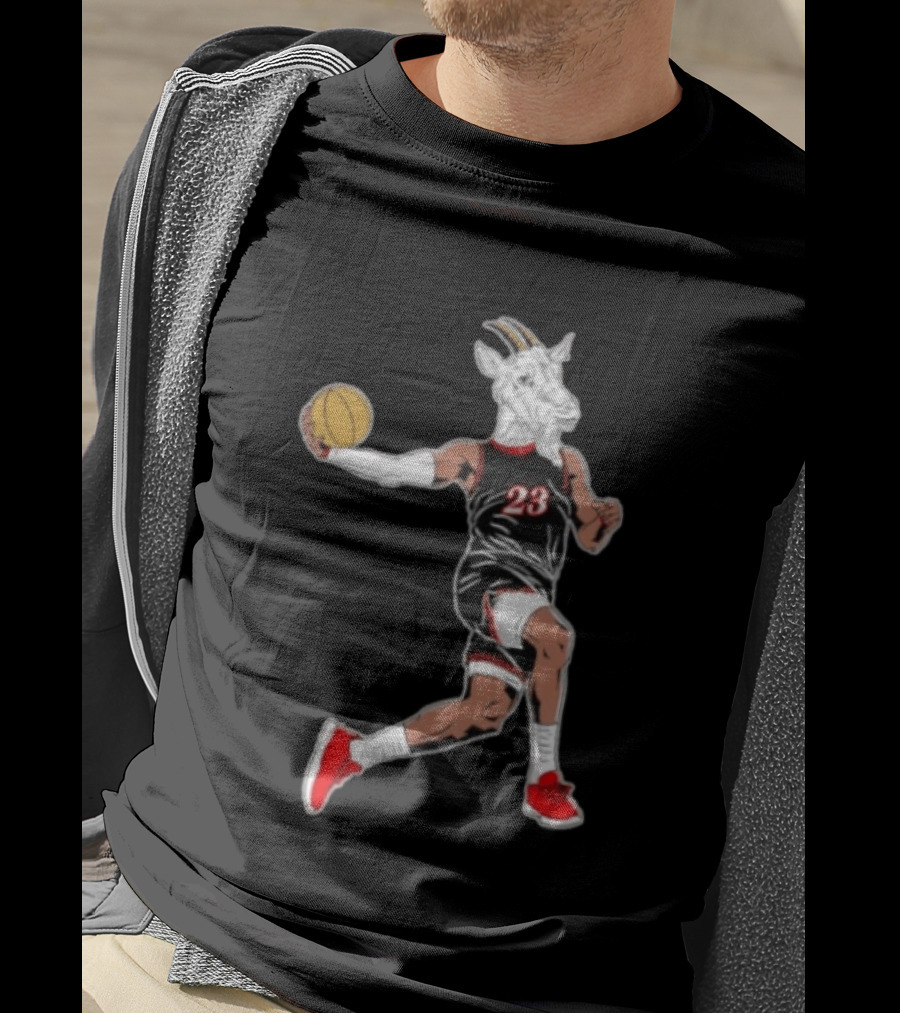 Goat Basketball Player Number 23 Greatest Of All Time Dunking Action T-Shirt
