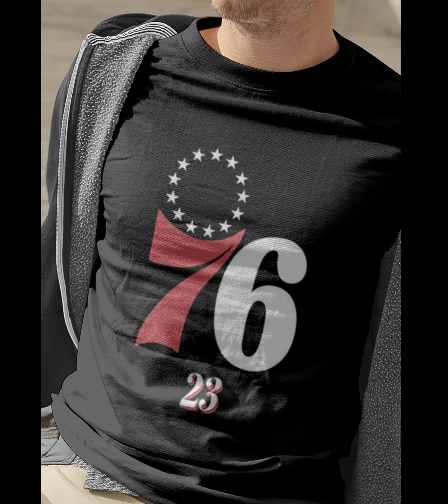 Philadelphia 76ers LeBron James 23 In The Paint Name And Number Royal 76ers T-Shirt