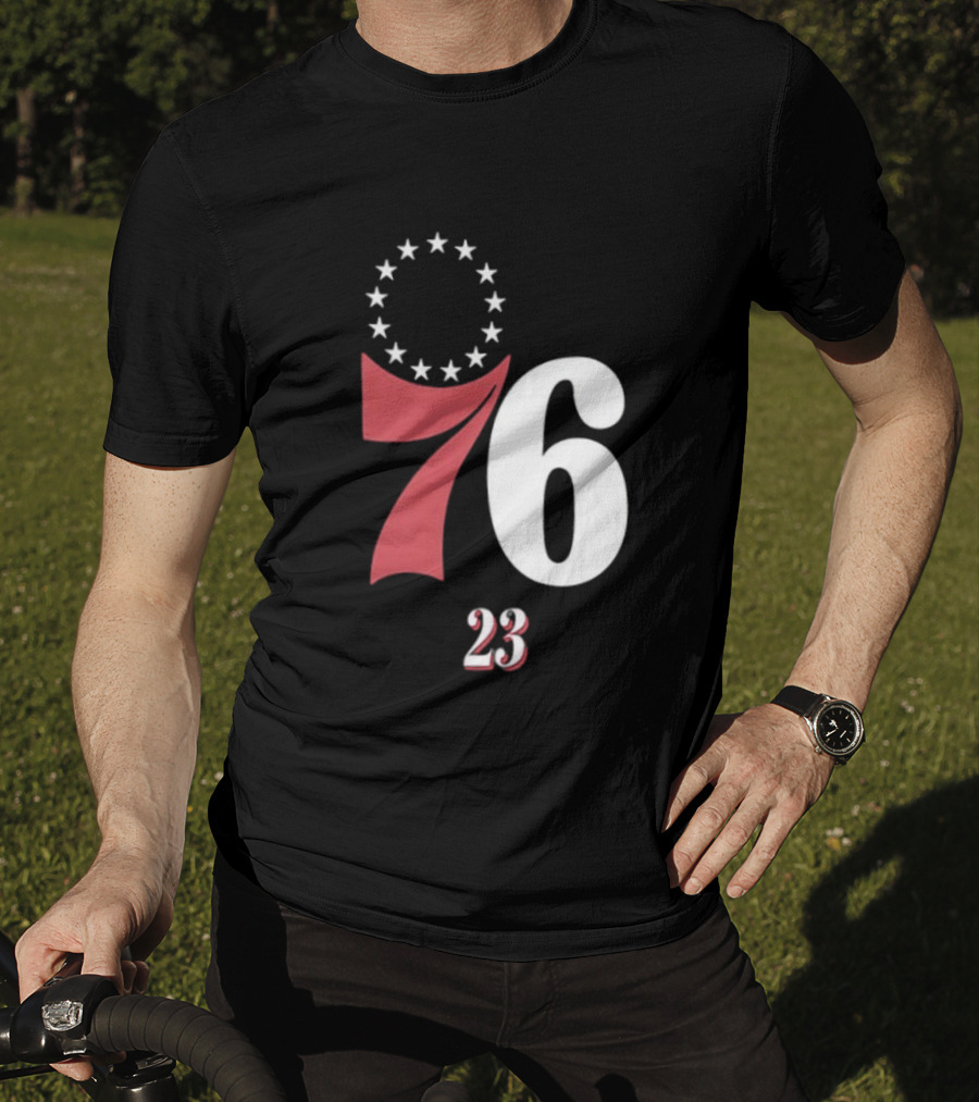Philadelphia 76ers LeBron James 23 In The Paint Name And Number Royal 76ers T-Shirt