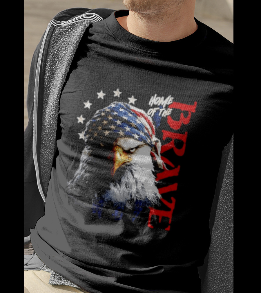 American Eagle Bandana Home Of The Brave Stars T-Shirt