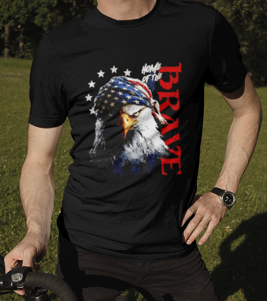 American Eagle Bandana Home Of The Brave Stars T-Shirt
