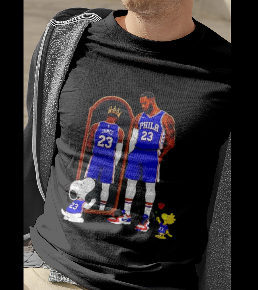 Snoopy Woodstock Mirror 23 King James Philadelphia 76ers T-Shirt