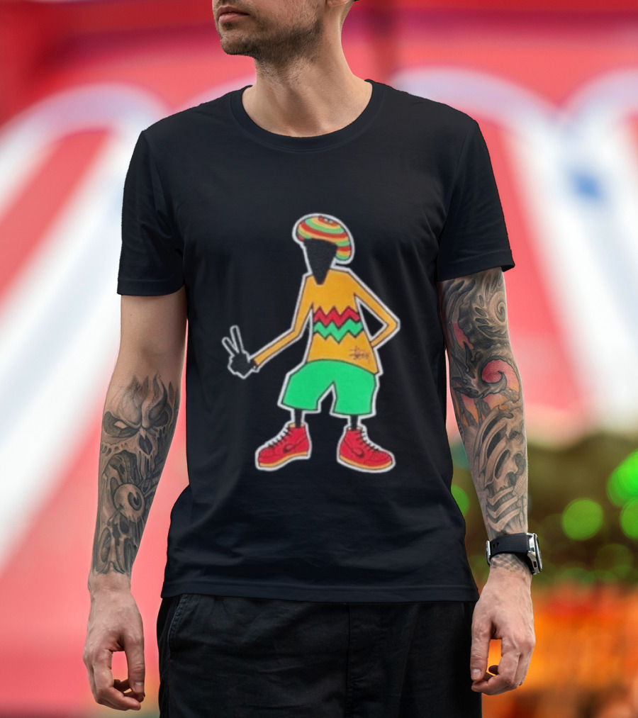 Stussy Rasta Man Peace Sign Reggae Streetwear Jamaica Style Fashion T-Shirt