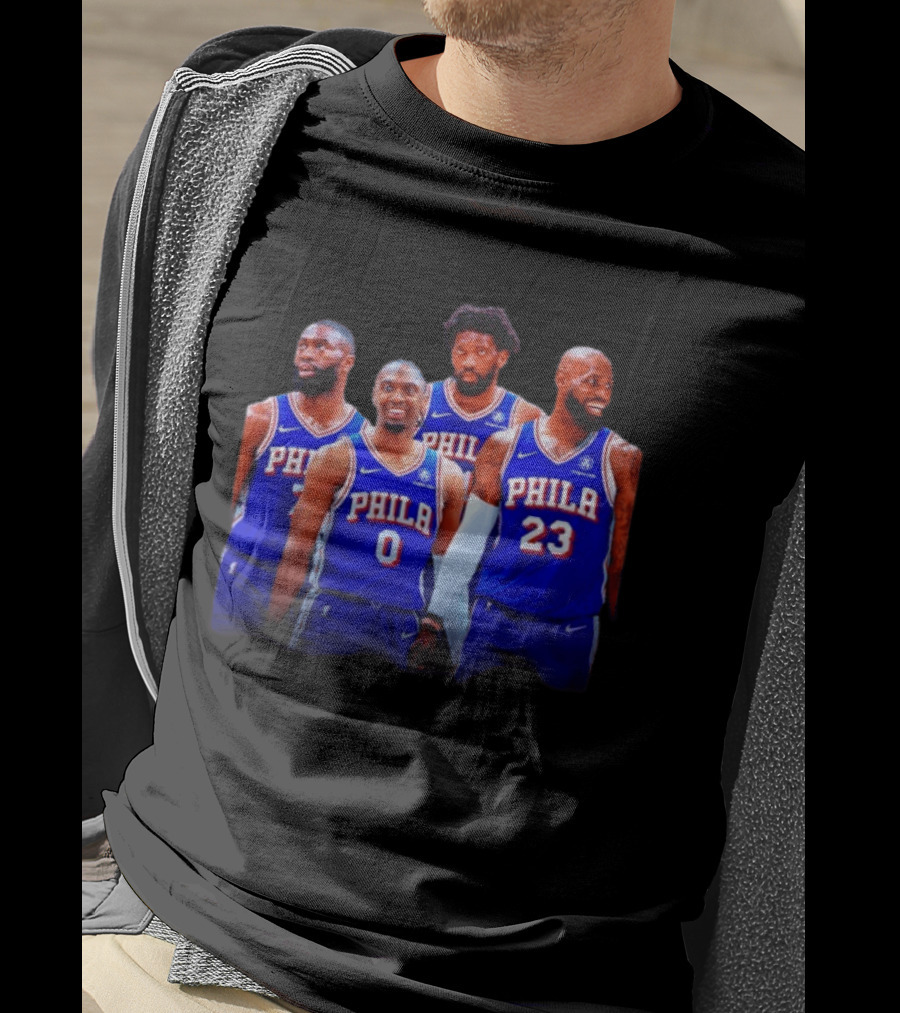 Philadelphia 76ers Joel Embiid Tyrese Maxey Paul George LeBron James NBA Team T-Shirt
