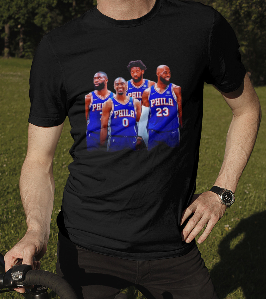Philadelphia 76ers Joel Embiid Tyrese Maxey Paul George LeBron James NBA Team T-Shirt
