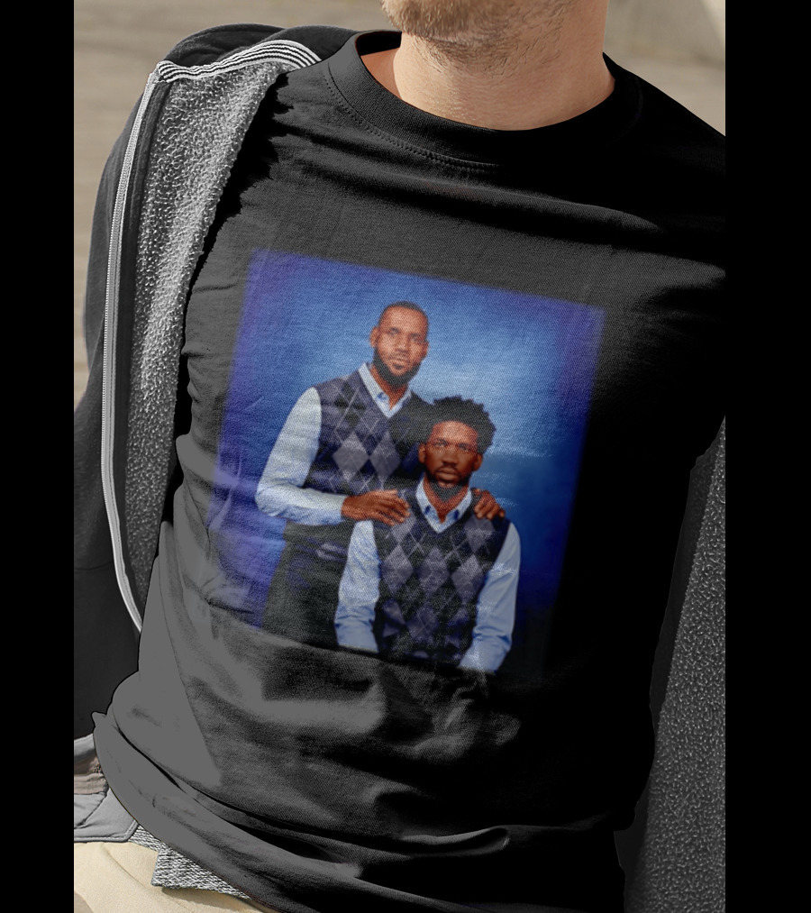 Lebron James Joel Embiid Philadelphia 76ers In Matching Argyle Sweaters T-Shirt