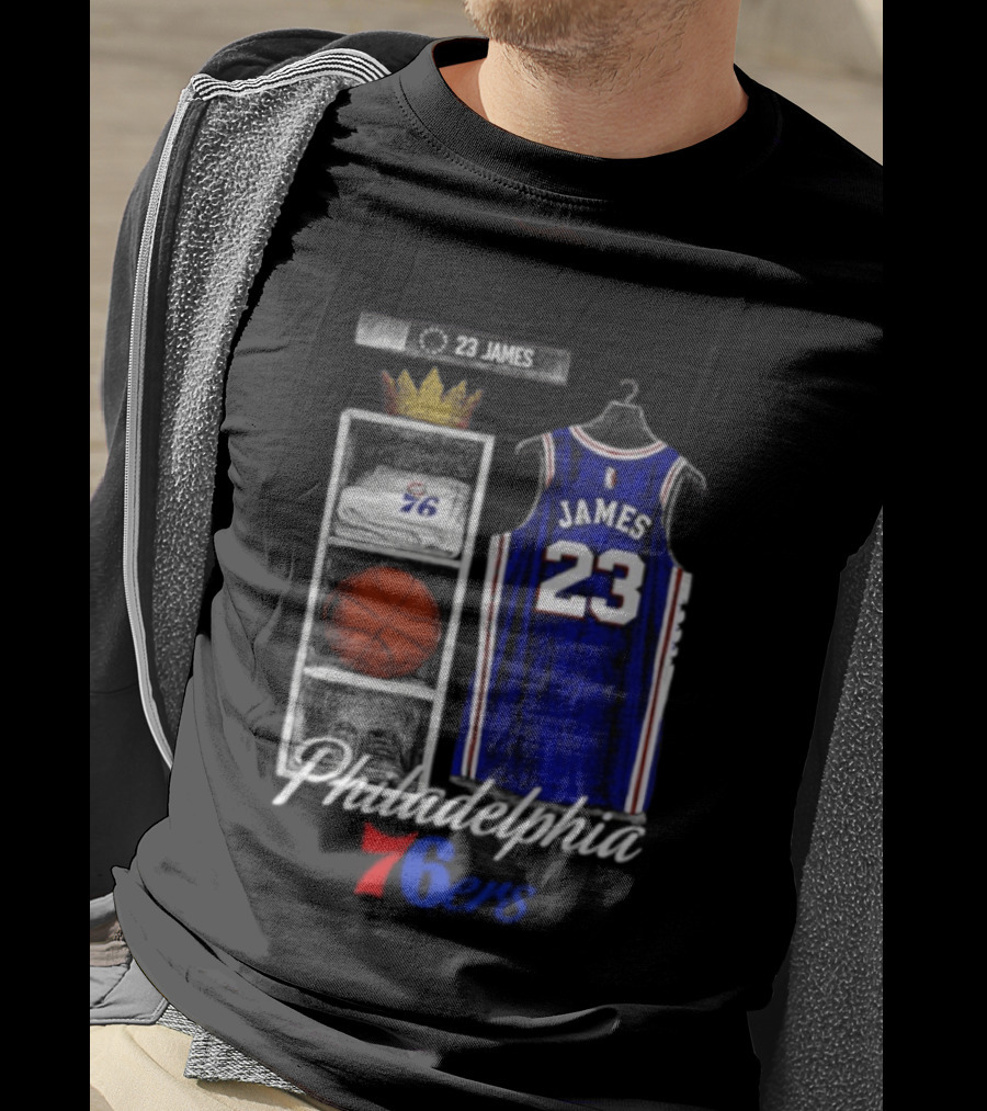 LeBron James 23 Jersey Philadelphia 76ers Locker Room T-Shirt