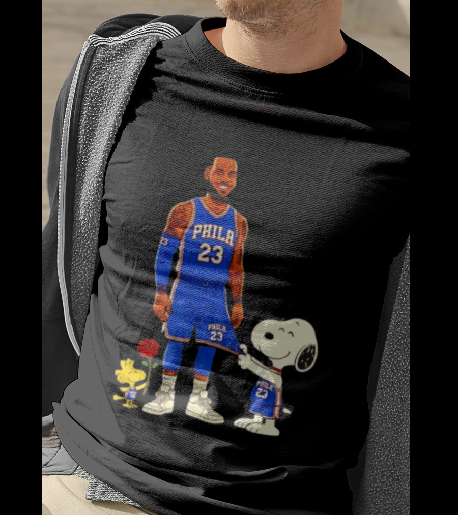 LeBron James Peanuts Collaboration Philadelphia 76ers Snoopy Woodstock 23 Jersey T-Shirt