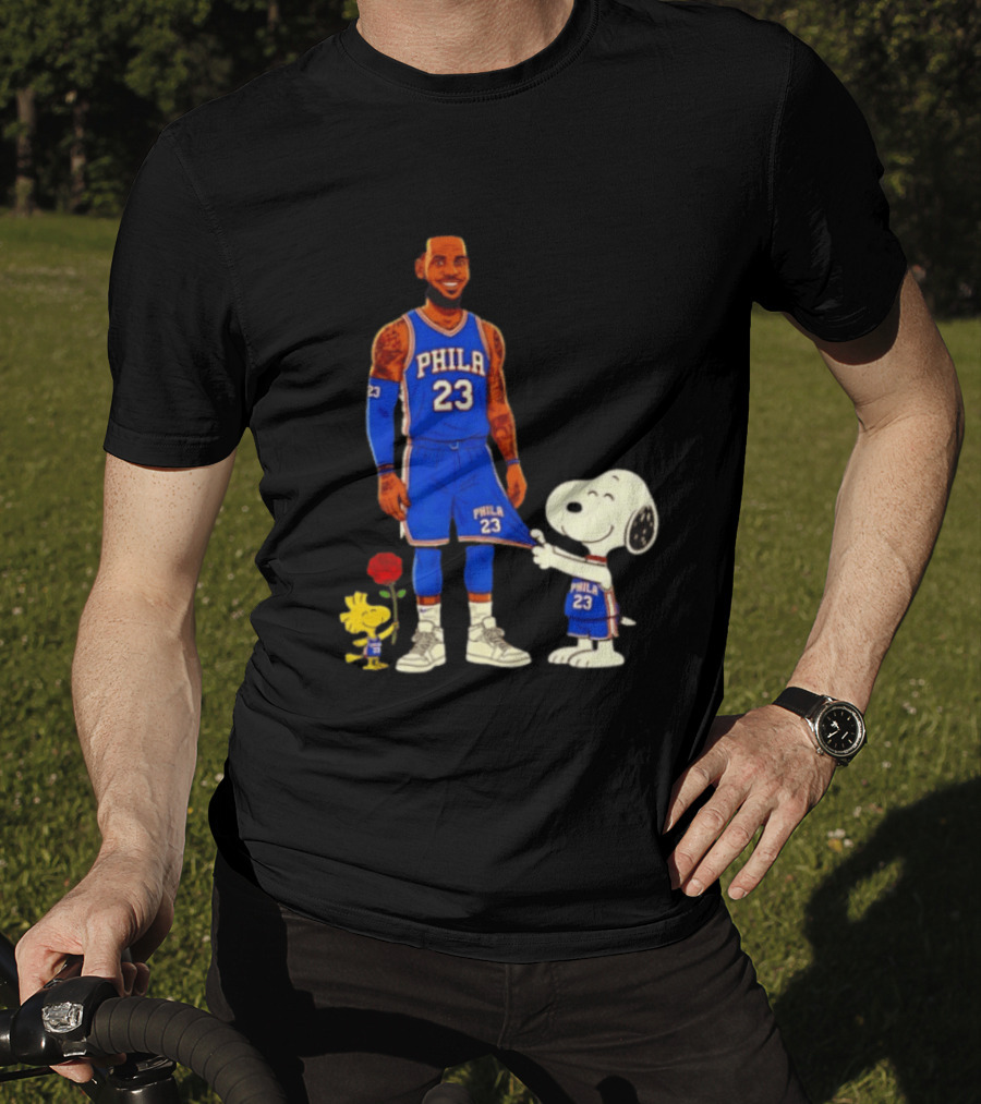 LeBron James Peanuts Collaboration Philadelphia 76ers Snoopy Woodstock 23 Jersey T-Shirt