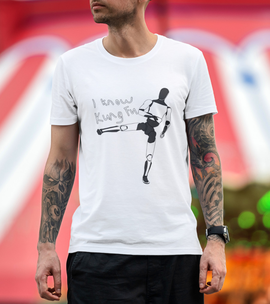 I Know Kung Fu Matrix Mannequin Neo Martial Arts Pose T-Shirt