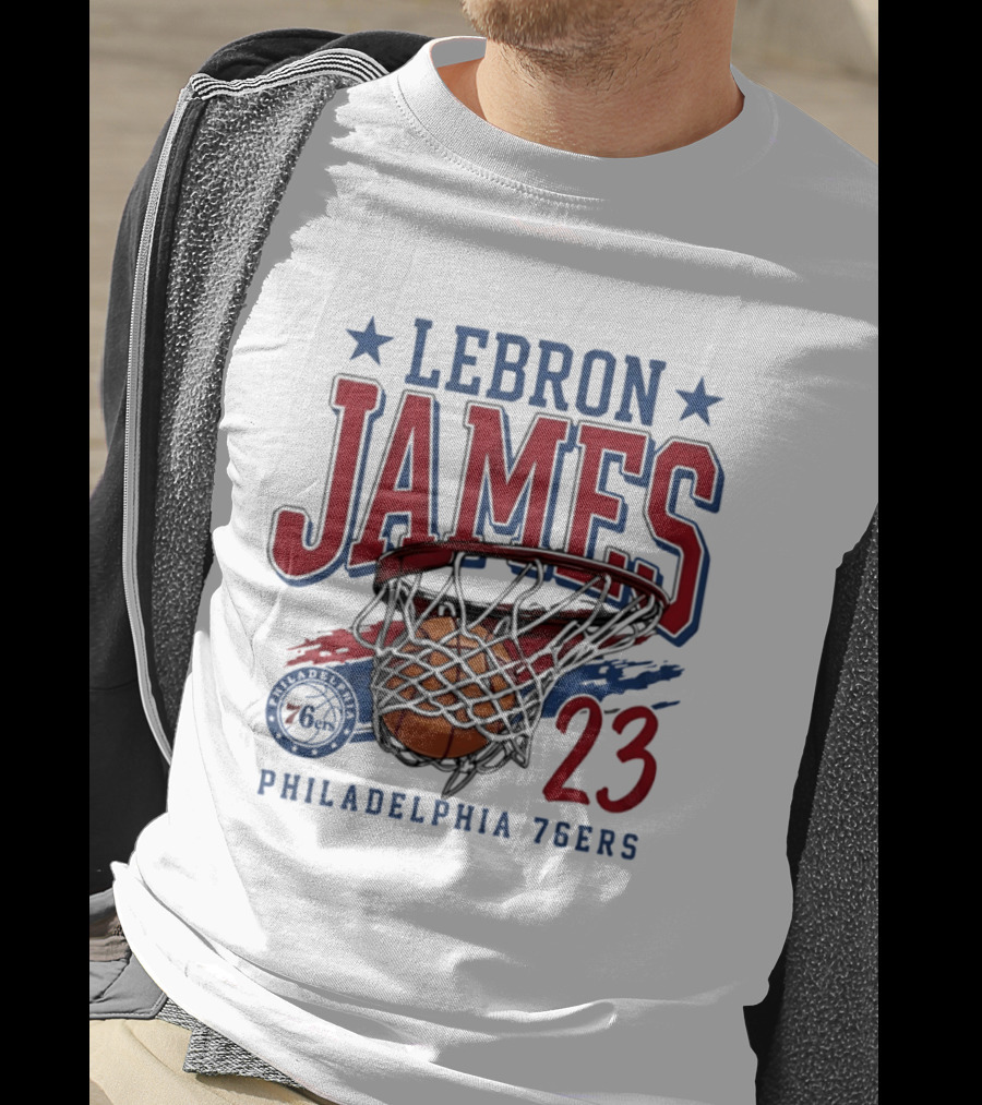 LeBron James Basketball 23 Hoop Philadelphia 76ers T-Shirt