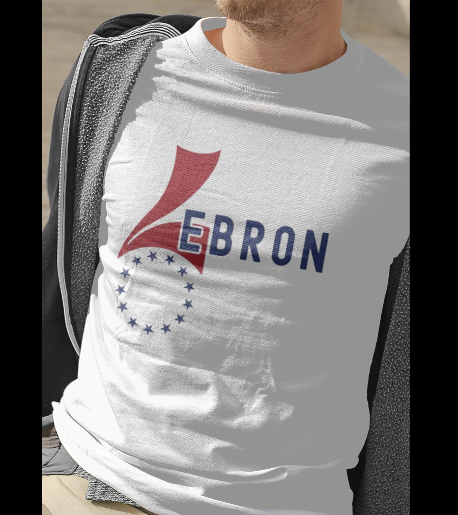 Lebron Stars Circle Red Blue буквенный логотип 76 Ers T-Shirt