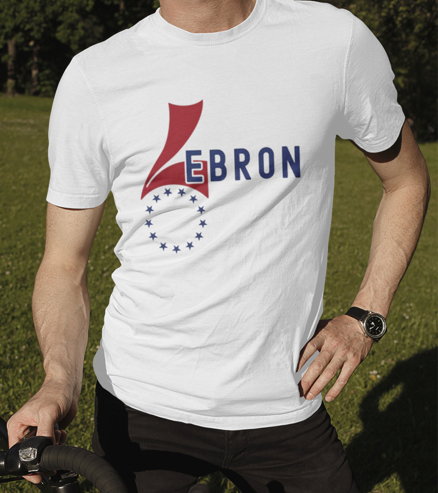 Lebron Stars Circle Red Blue буквенный логотип 76 Ers T-Shirt
