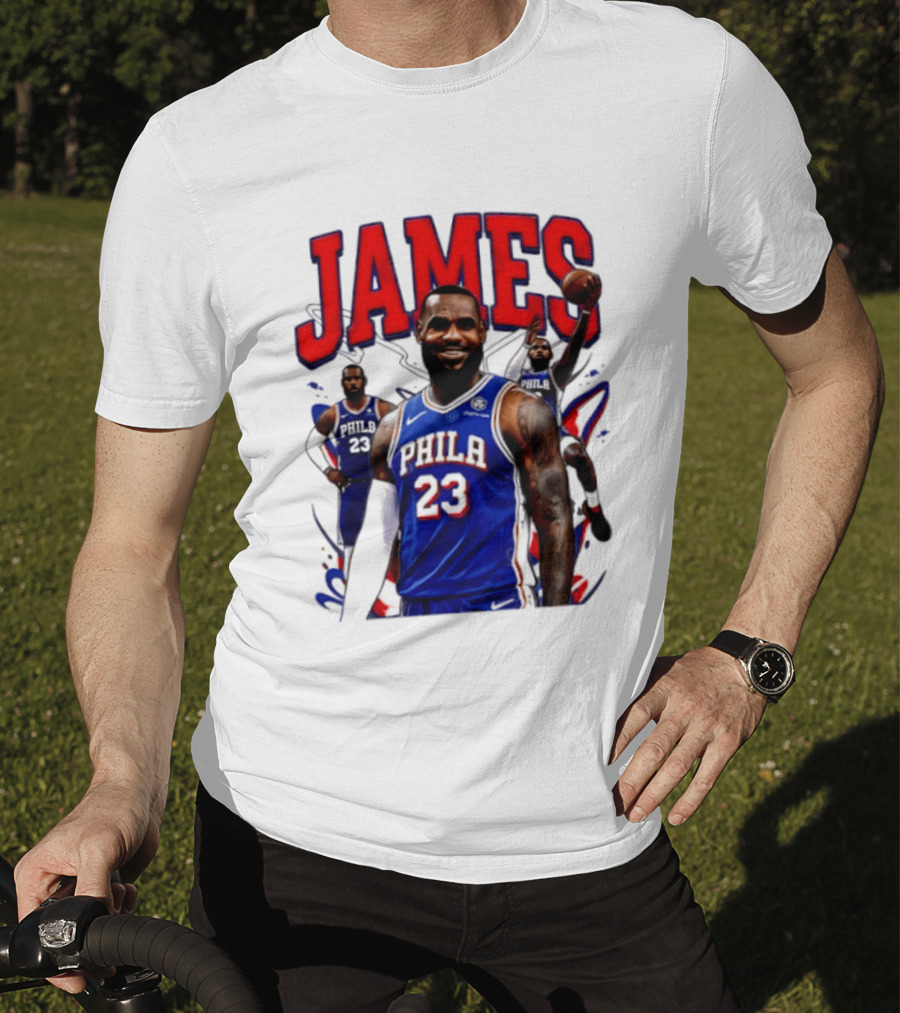 Philadelphia 76ers LeBron James 2026 Basketball Player T-Shirt