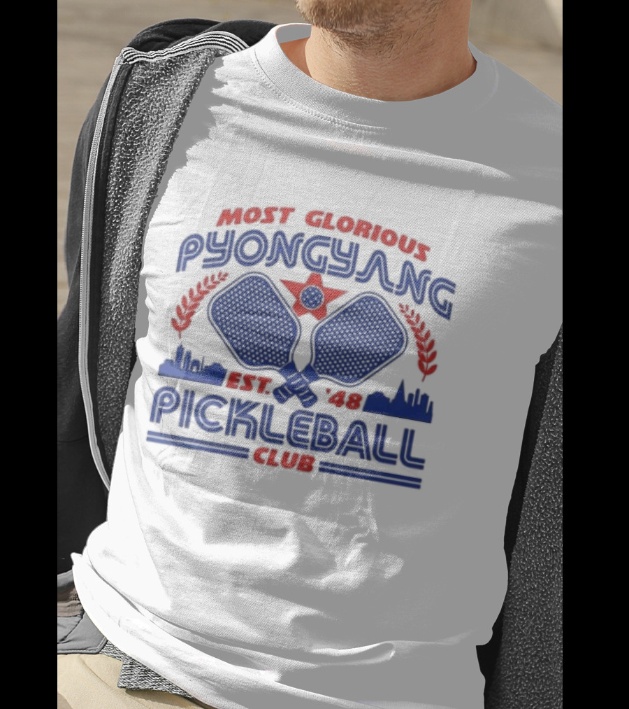 Most Glorious Pyongyang Pickleball Club Established 1948 Retro Paddle T-Shirt