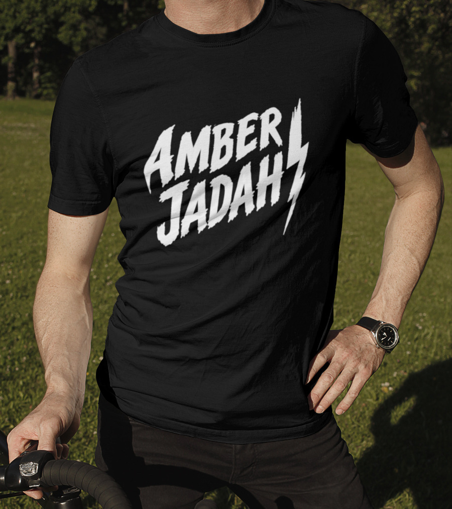 Amber Jadah Lightning Bold Text With Iconic Bolt T-Shirt