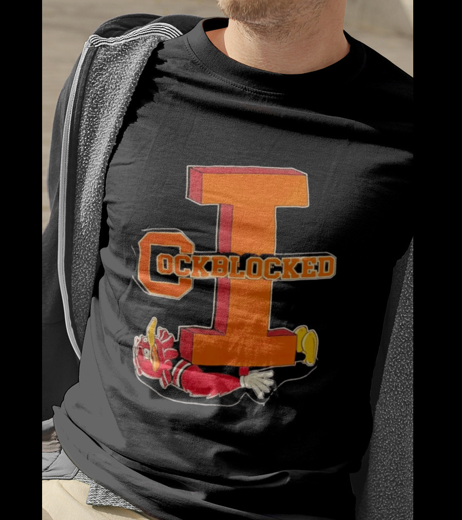 Cockblocked Illinois Fighting Illini Big I Defeat T-Shirt
