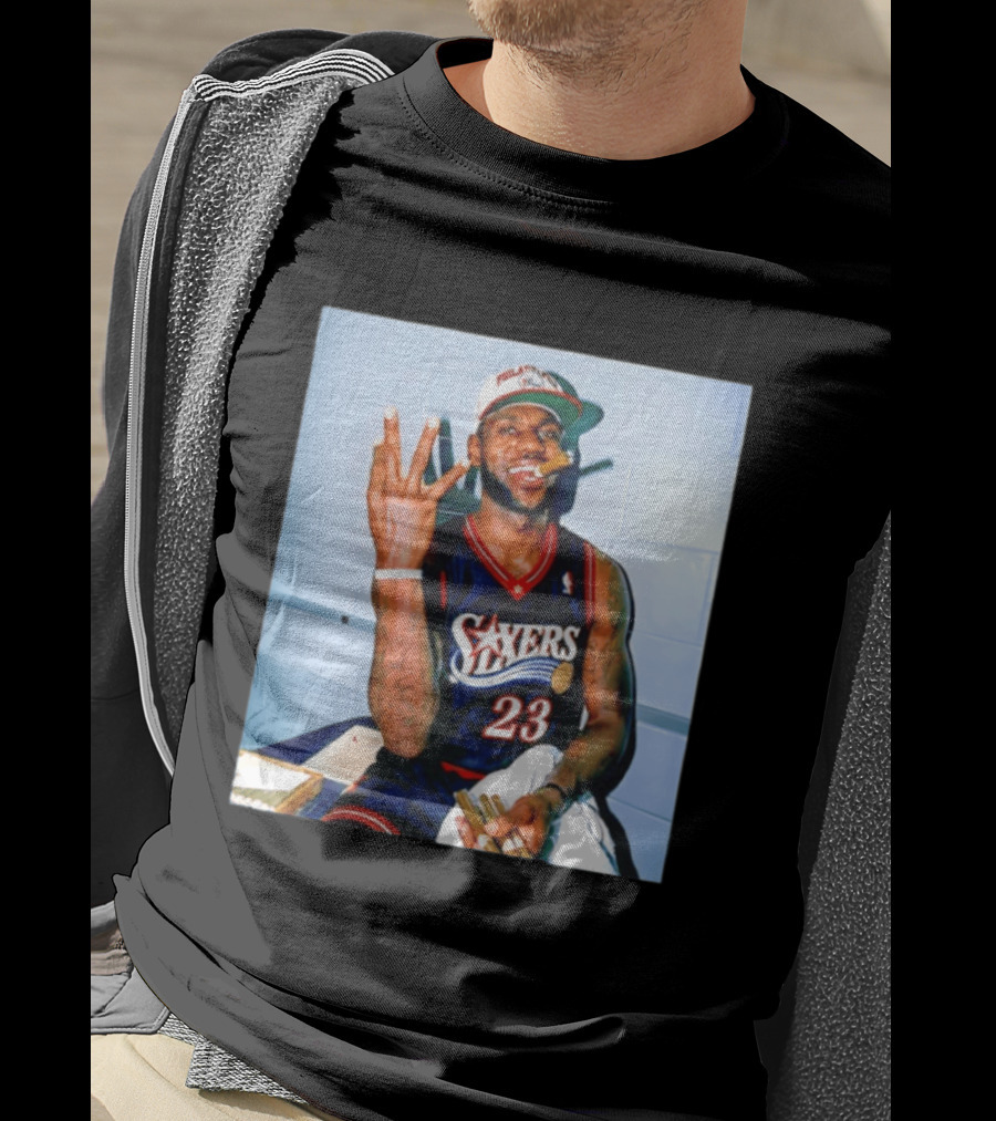 Philadelphia 76ers LeBron James 23 Cigar Photo T-Shirt