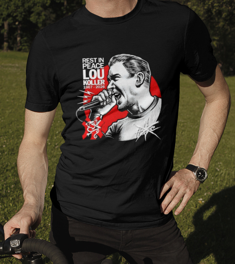 Rest In Peace Lou Koller 1967 2026 HxC Microphone Art Red And White T-Shirt