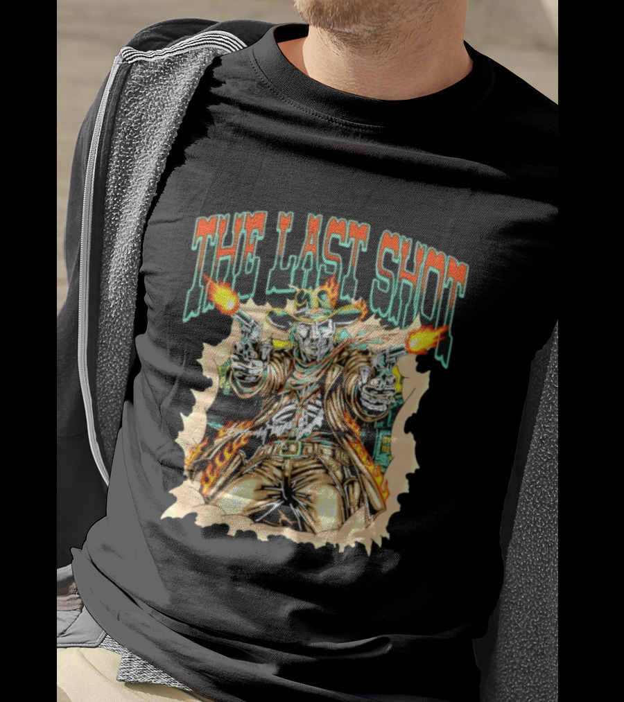 The Last Shot Cowboy Skeleton Western Gunslinger T-Shirt