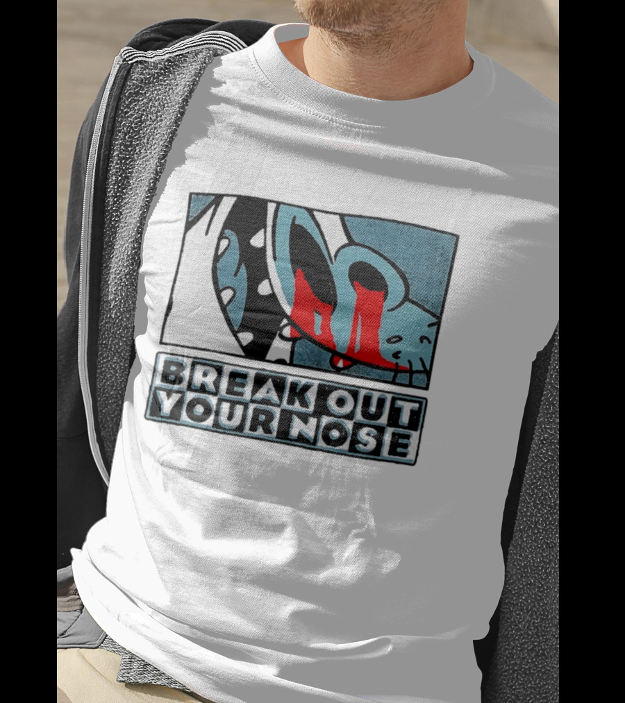 Break Out Your Nose Comic Style Cartoon With Red Accent T-Shirt